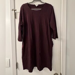 J. Jill Deep Plum Long Sleeve Dress